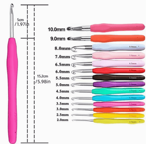 14 pce Soft Handle Aluminum Ergonomics Crochet Hook Set
