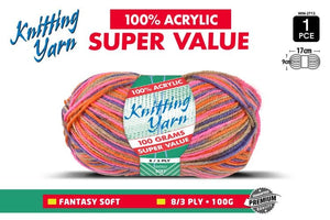 Yatsal Knitting Yarn 8 ply 100g Multicolour