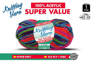 Yatsal Knitting Yarn 8 ply 100g Multicolour
