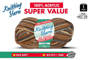 Yatsal Knitting Yarn 8 ply 100g Multicolour