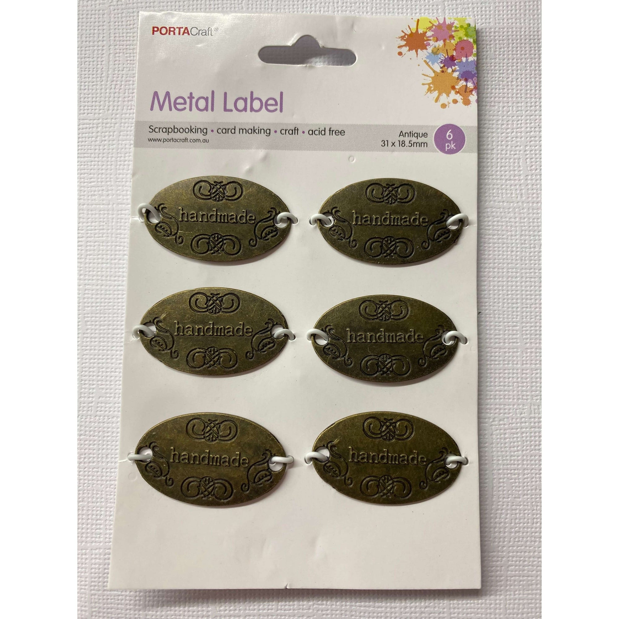 Metal Labels for Handmade Items 6pce