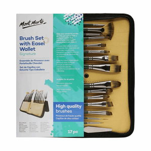 Artist Brush Set with Easel Wallet 17pc