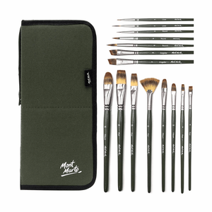 Artist Brush Set with Easel Wallet 17pc