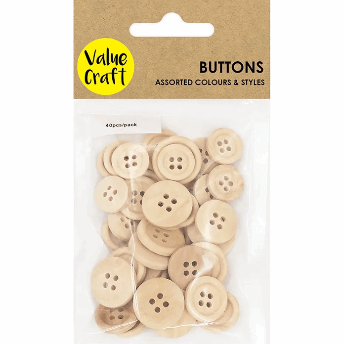 Assorted Wooden Buttons 40pc