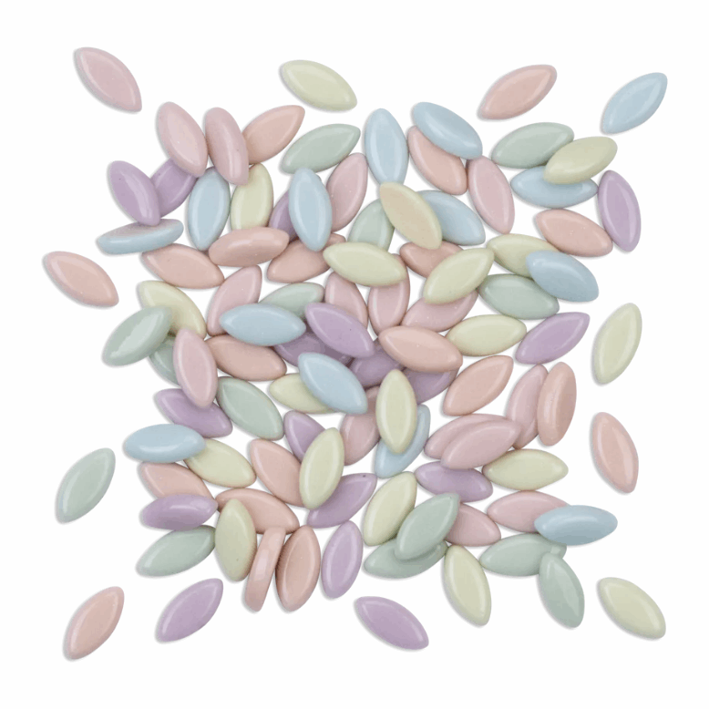 Assorted Pastel Leaf Petal Shaped Mosaic Tiles 100g