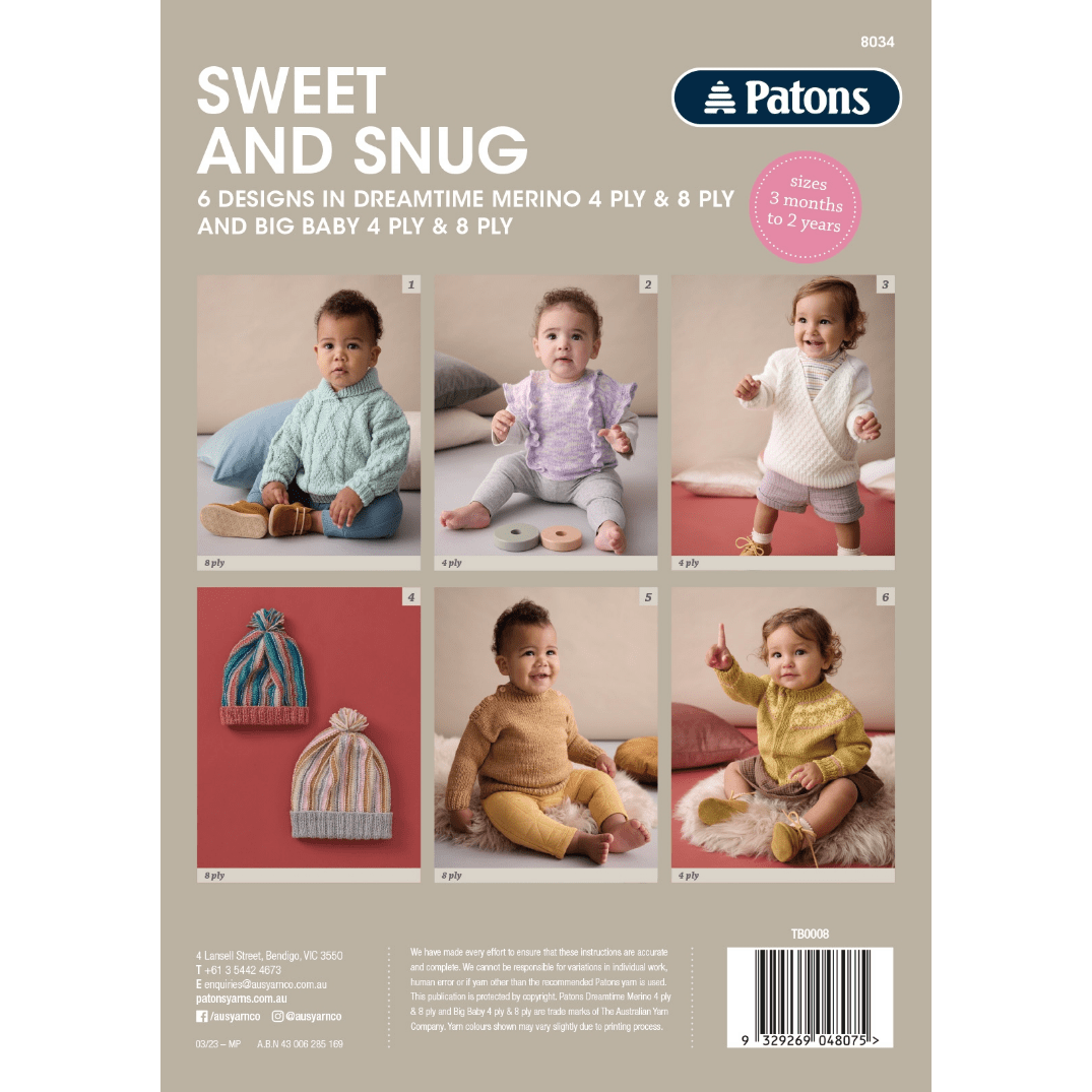 Sweet and Snug Patons 3mths - 2 years