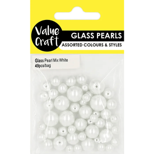 Glass Pearl Beads Mixed Sizes 49pcs/bag