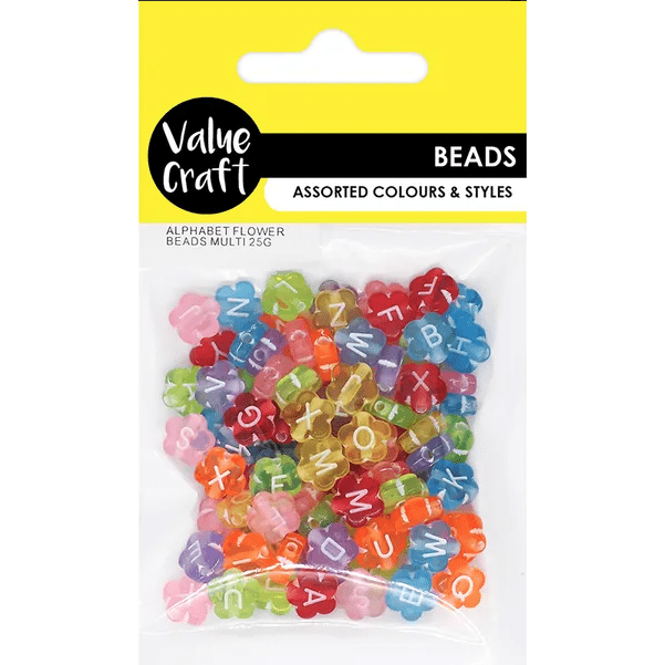 Alphabet Flower Beads Multi 25g - VCB109