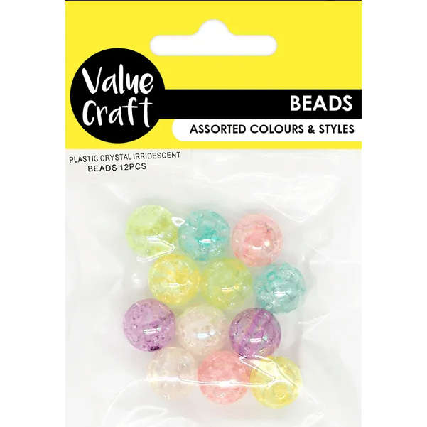 Plastic Crystal Irridescent Beads 12pcs - VCB90