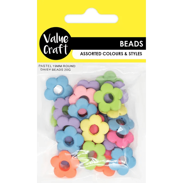 Pastel 19mm Round Daisy Beads 20g - VCB92