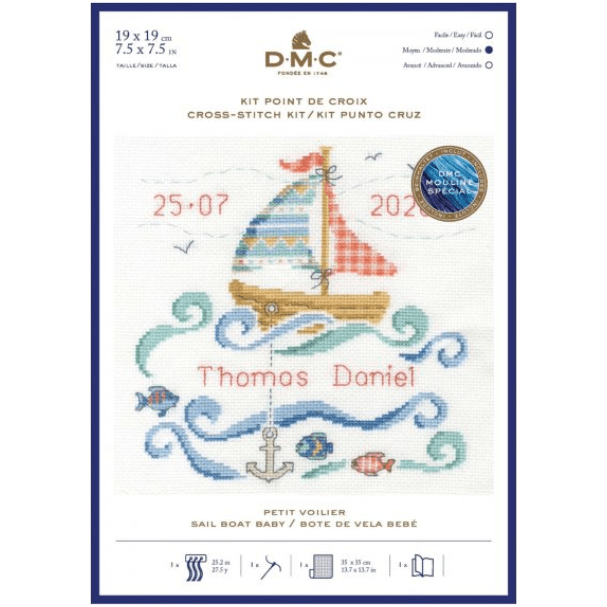 DMC Counted Cross Stitch Kit - Sail Boat Baby