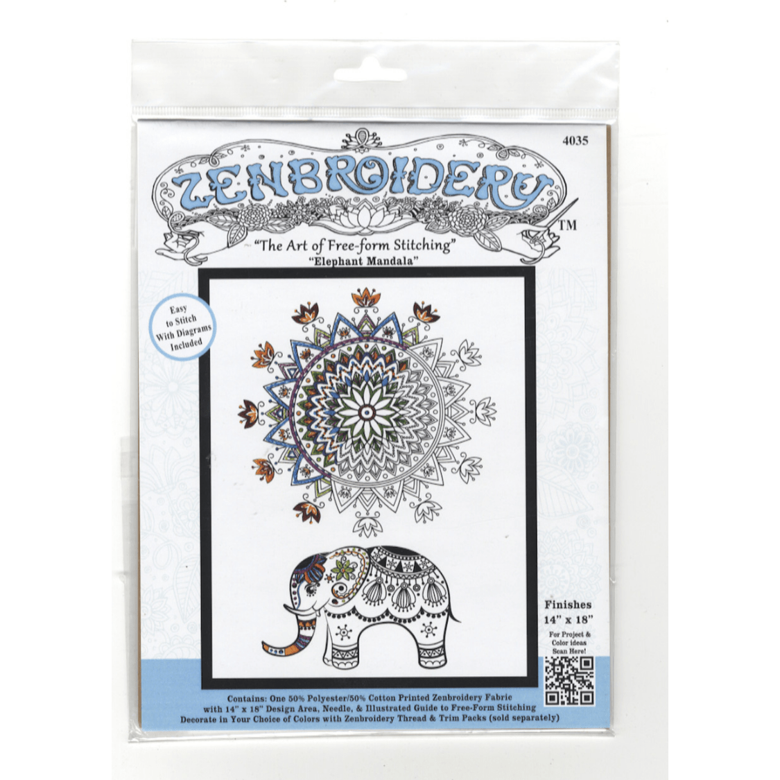 Zenbroidery Free Form Stitching Kit - Elephant Mandala