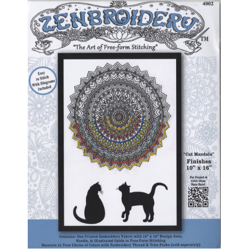 Zenbroidery Free Form Stitching Kit - Cat Mandala