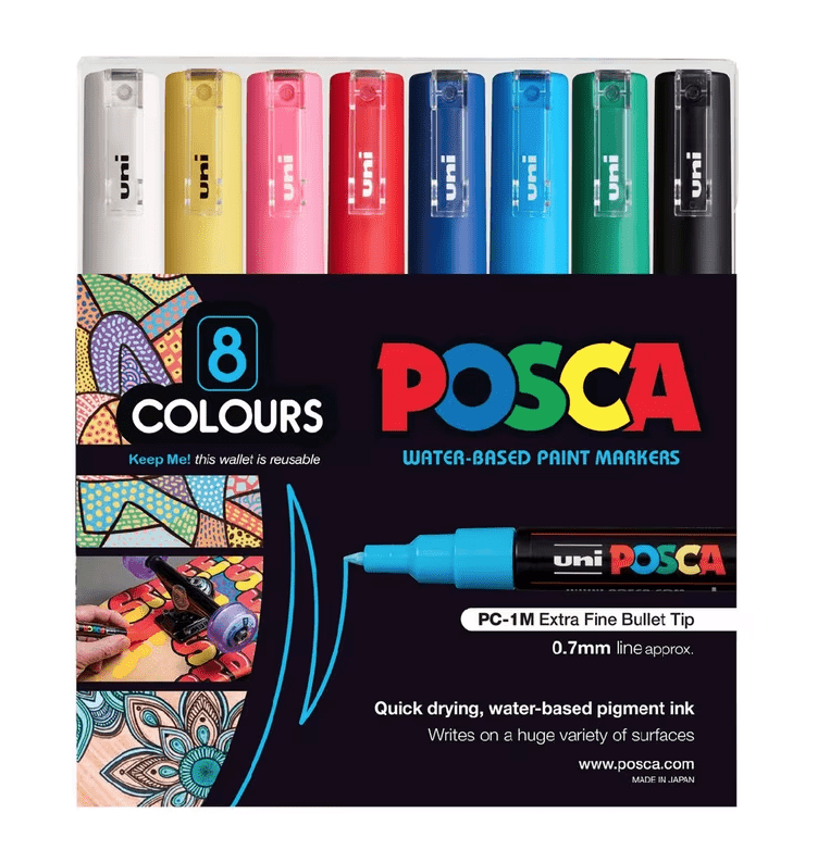 PC-1M 8 Assorted Colours Posca Pack