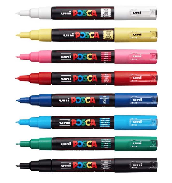 PC-1M 8 Assorted Colours Posca Pack