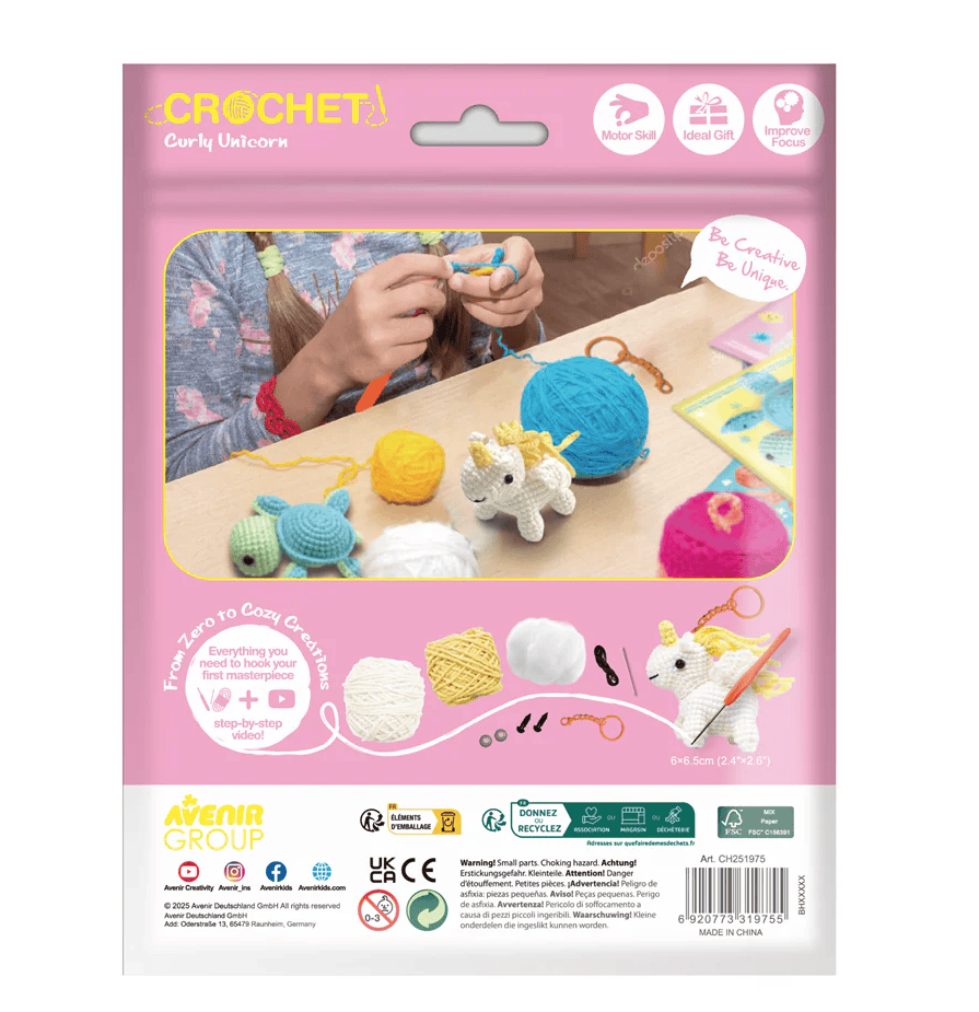 Crochet Keychain Kit - Curly Unicorn