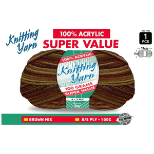 Yatsal Knitting Yarn 8 ply 100g Multicolour