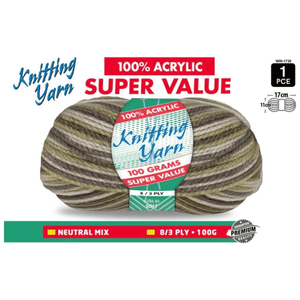 Yatsal Knitting Yarn 8 ply 100g Multicolour