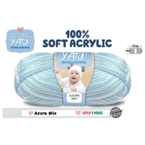 Baby Yarn (Hypoallergenic)100% Soft Acrylic 3ply 100g