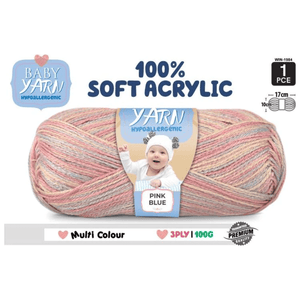 Baby Yarn (Hypoallergenic)100% Soft Acrylic 3ply 100g