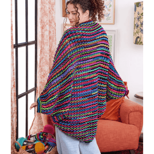 Red Heart Spectrum Striped Snuggle Knit Cocoon Cardi Free Pattern