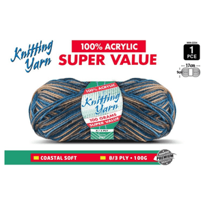 Yatsal Knitting Yarn 8 ply 100g Multicolour