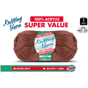 Yatsal Knitting Yarn 8 ply 100g Solid