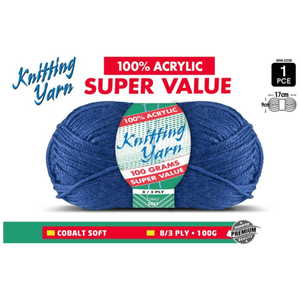 Yatsal Knitting Yarn 8 ply 100g Solid (BULK 10 PACK)