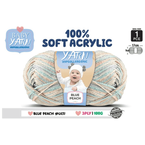 Baby Yarn (Hypoallergenic)100% Soft Acrylic 3ply 100g