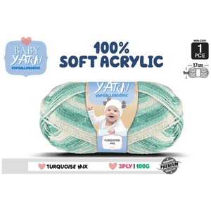 Baby Yarn (Hypoallergenic)100% Soft Acrylic 3ply 100g