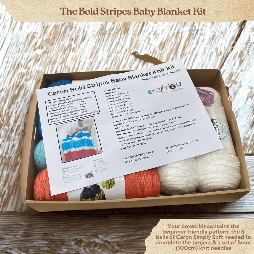 Bold Stripes Baby Blanket Knit Kit