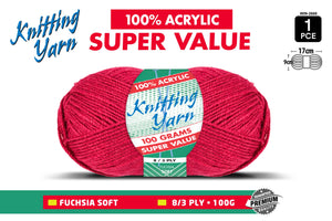 Yatsal Knitting Yarn 8 ply 100g Solid