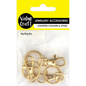 Keyring With Swivel Clasp Gold or Silver