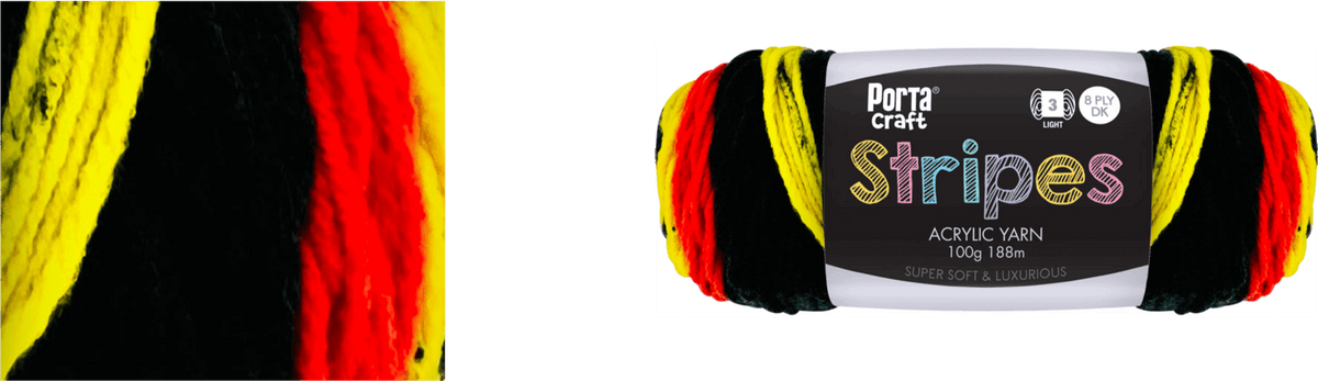 Portacraft Stripes Acrylic yarn 8ply 100g