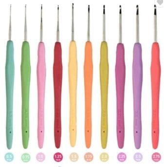 10 Pcs 0.5mm-2.75mm Small Size Ergonomic Crochet Hooks Set Knitting Needles