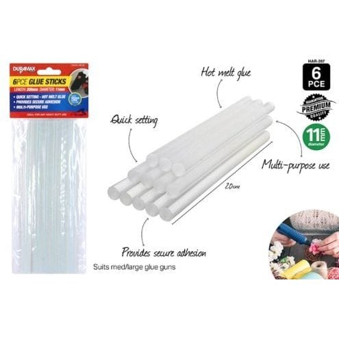 6pce Glue Sticks 200mm Clear (Large Gun)