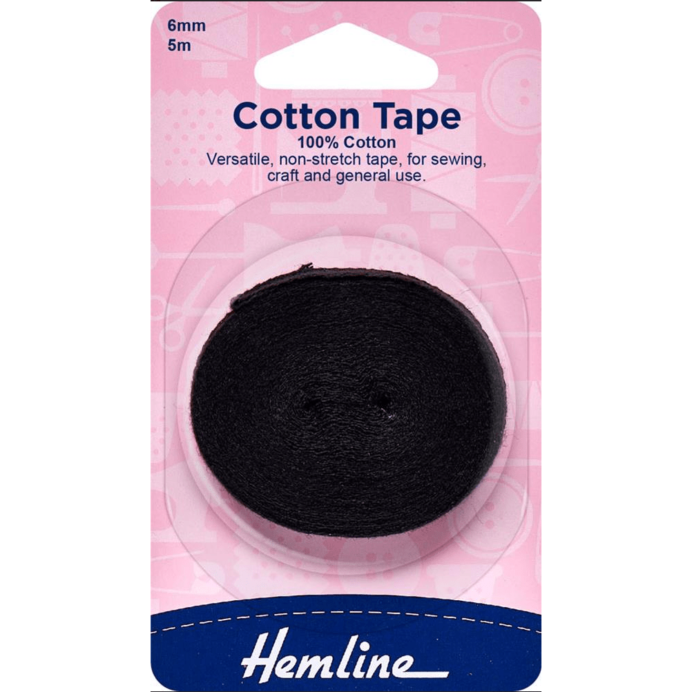 Cotton Tape Black or White (various widths)