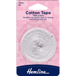 Cotton Tape Black or White (various widths)