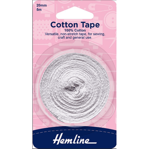 Cotton Tape Black or White (various widths)