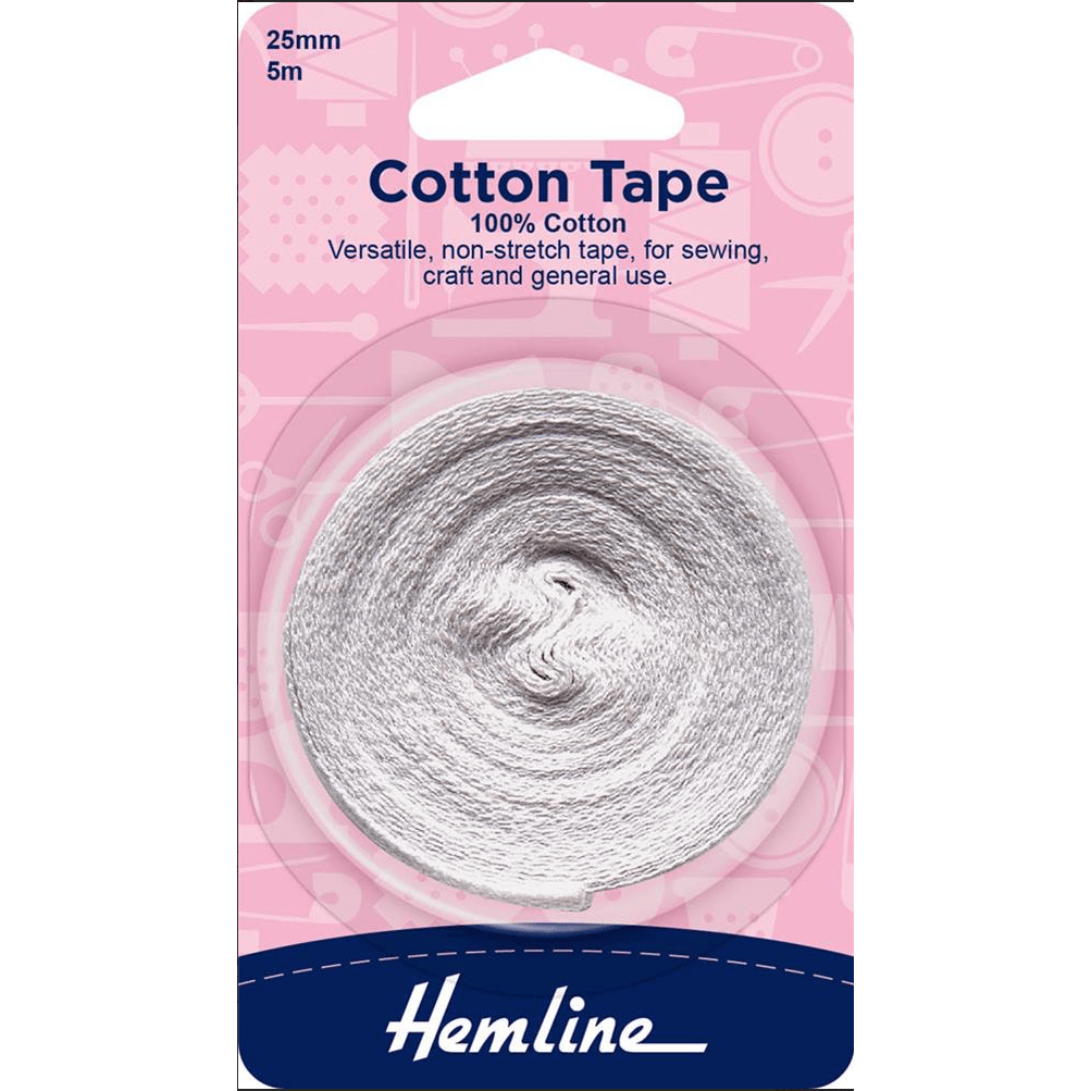 Cotton Tape Black or White (various widths)