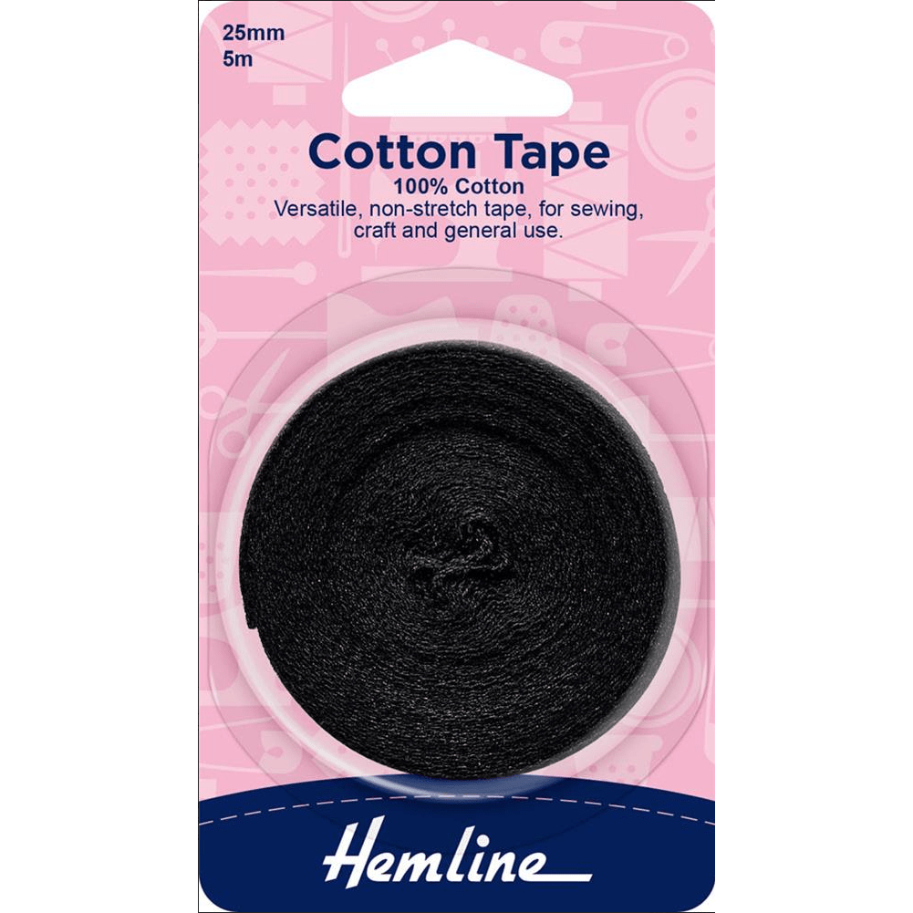 Cotton Tape Black or White (various widths)