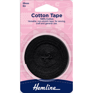 Cotton Tape Black or White (various widths)