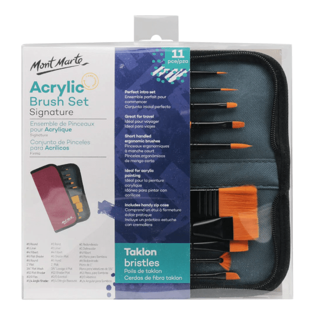 Taklon Brush Set in Wallet 11pce - Acrylic