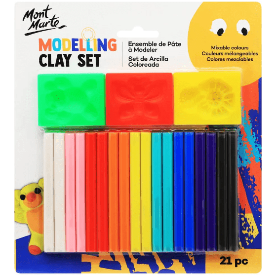 Kids Colour Modelling Clay Set w/Moulds 21pce