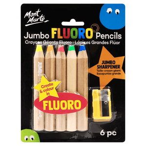 Jumbo Neon Pencils with Sharpener 6 Piece