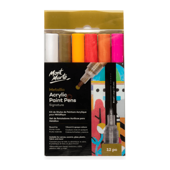 Acrylic Paint Pens Metallic 12 pc Broad Tip