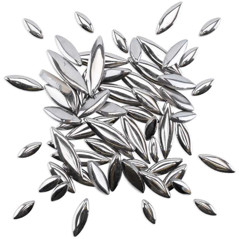 Metallic Ceramic Petals Mosaic Tiles Silver 100g