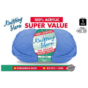 Yatsal Knitting Yarn 8 ply 100g Solid (BULK 10 PACK)