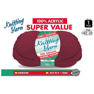 Yatsal Knitting Yarn 8 ply 100g Solid (BULK 10 PACK)