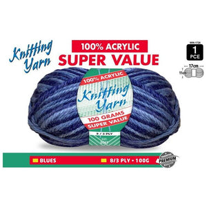 Yatsal Knitting Yarn 8 ply 100g Multicolour